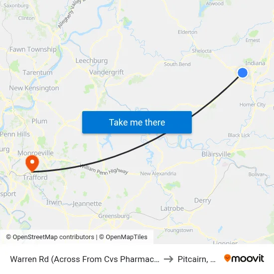 Warren Rd (Across From Cvs Pharmacy) to Pitcairn, PA map