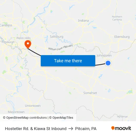 Hostetler Rd. & Kiawa St Inbound to Pitcairn, PA map