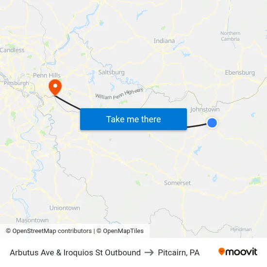 Arbutus Ave & Iroquios St Outbound to Pitcairn, PA map