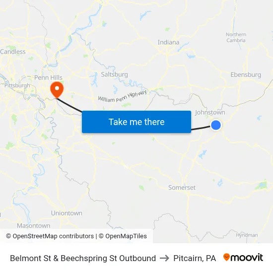 Belmont St & Beechspring St Outbound to Pitcairn, PA map