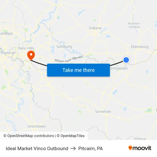 Ideal Market Vinco Outbound to Pitcairn, PA map