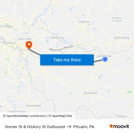 Horner St  & Hickory St  Outbound to Pitcairn, PA map