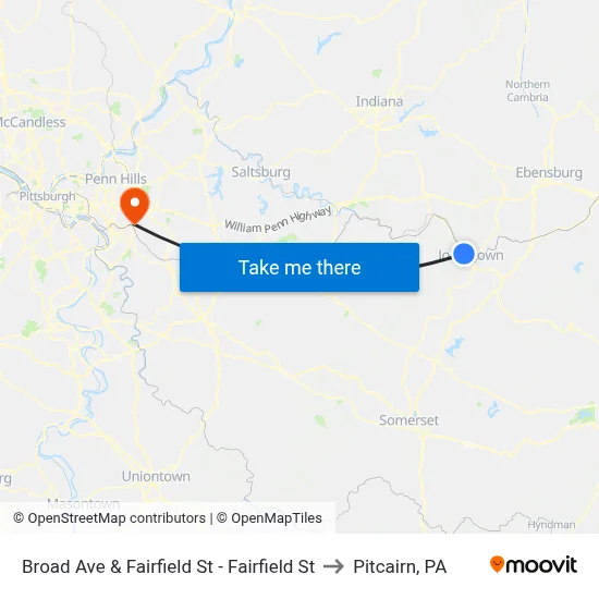 Broad Ave & Fairfield St - Fairfield St to Pitcairn, PA map