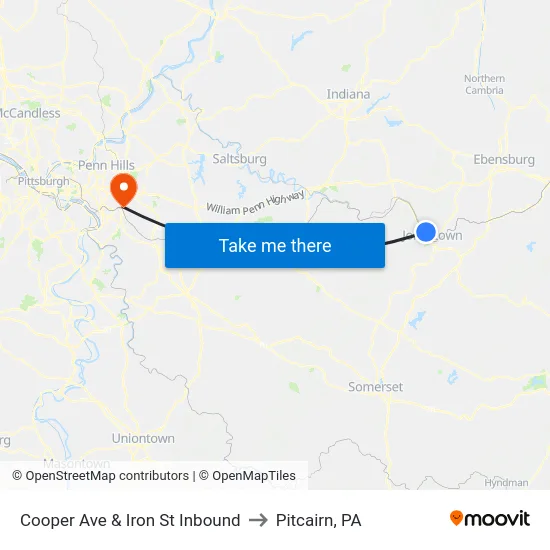 Cooper Ave & Iron St Inbound to Pitcairn, PA map