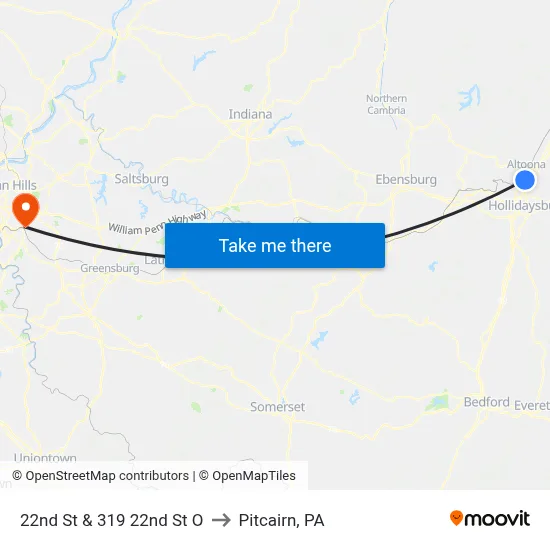 22nd St & 319 22nd St O to Pitcairn, PA map