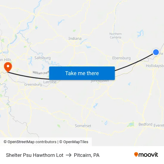 Shelter Psu Hawthorn Lot to Pitcairn, PA map