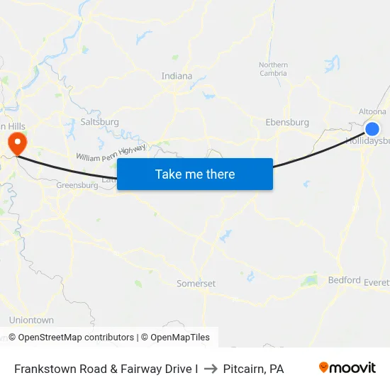 Frankstown Road & Fairway Drive I to Pitcairn, PA map