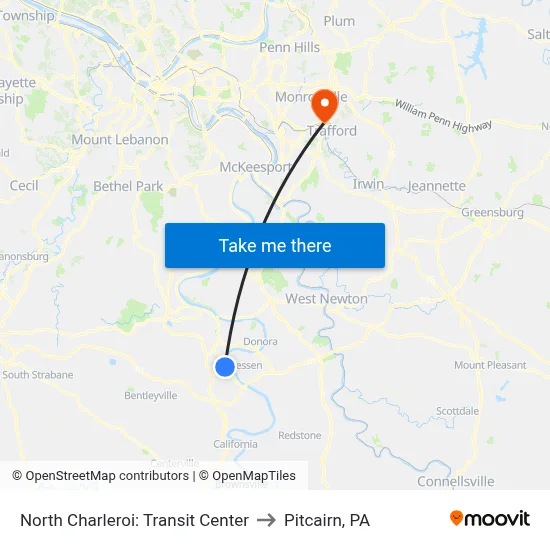 North Charleroi: Transit Center to Pitcairn, PA map