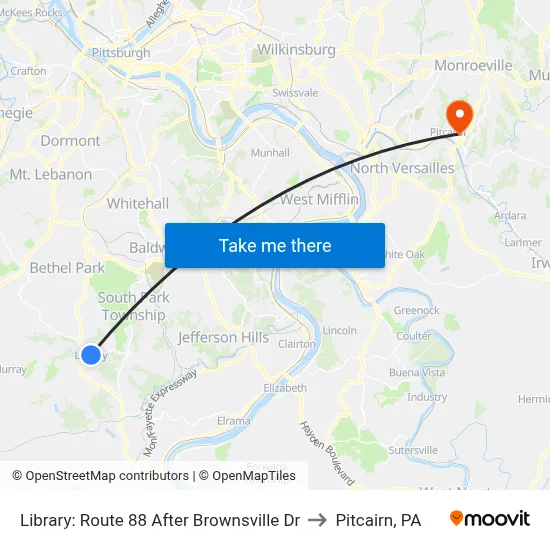 Library: Route 88 After Brownsville Dr to Pitcairn, PA map