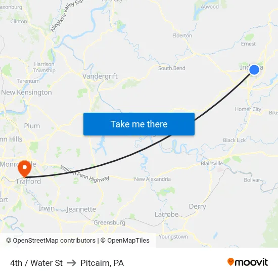 4th / Water St to Pitcairn, PA map