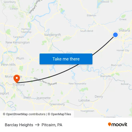 Barclay Heights to Pitcairn, PA map