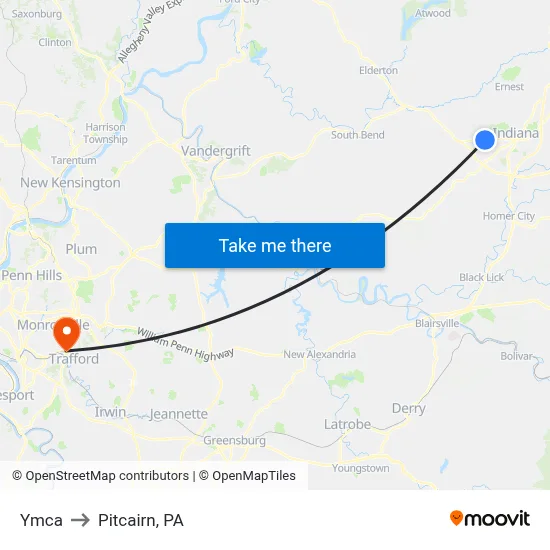 Ymca to Pitcairn, PA map