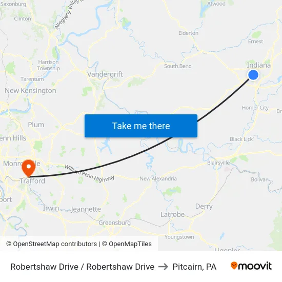Robertshaw Drive / Robertshaw Drive to Pitcairn, PA map