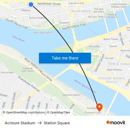 Acrisure Stadium to Station Square map