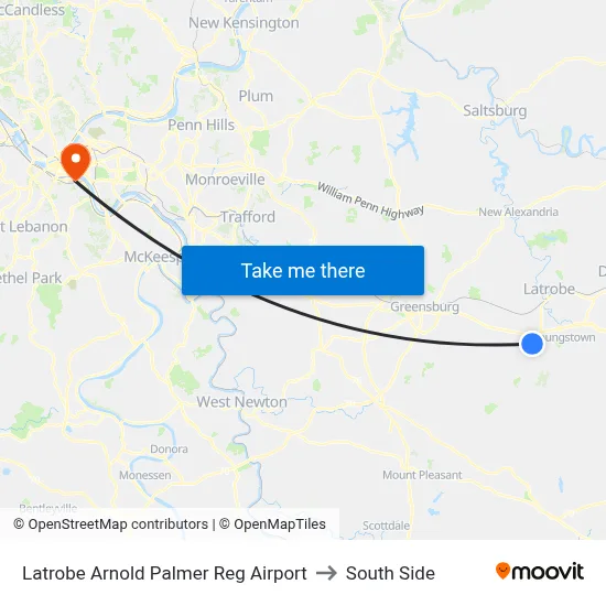 Latrobe Arnold Palmer Reg Airport to South Side map