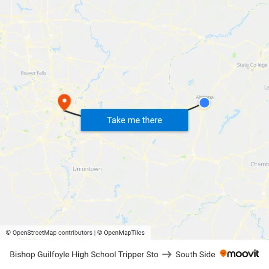 Bishop Guilfoyle High School Tripper Sto to South Side map