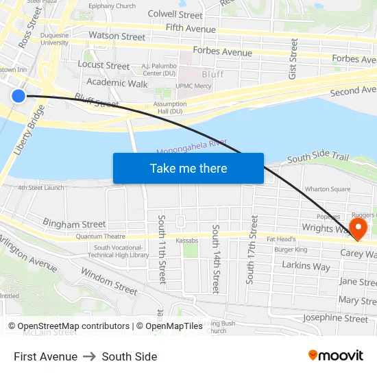 First Avenue to South Side map