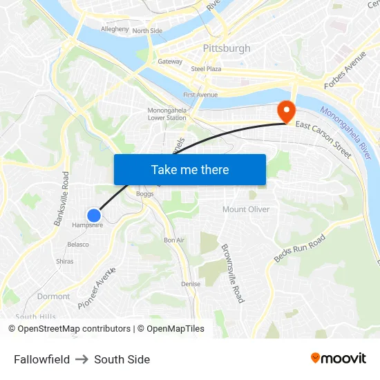 Fallowfield to South Side map