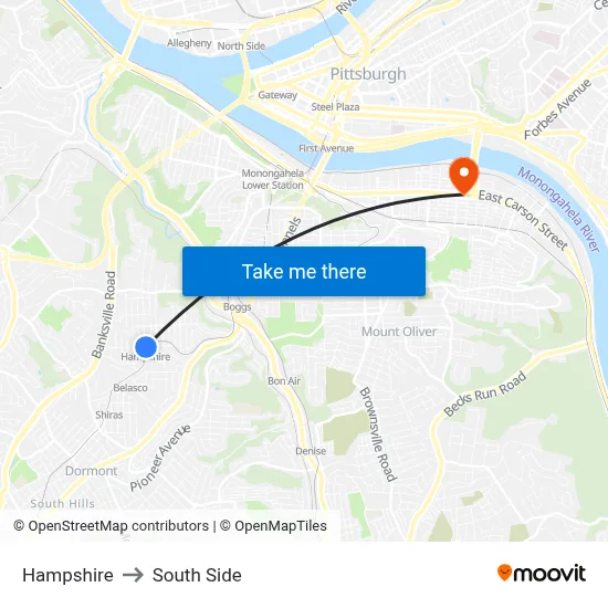 Hampshire to South Side map