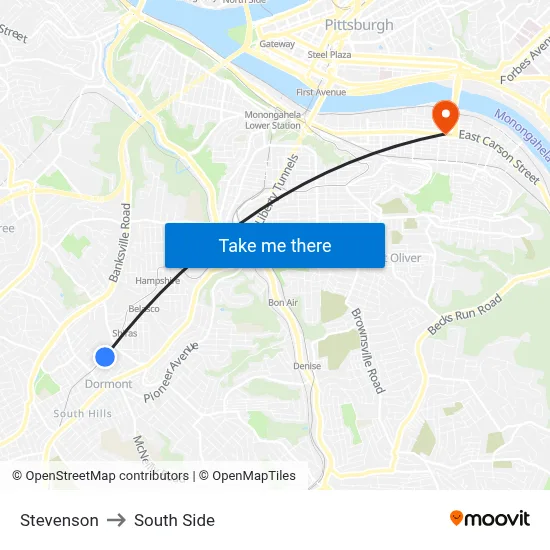 Stevenson to South Side map