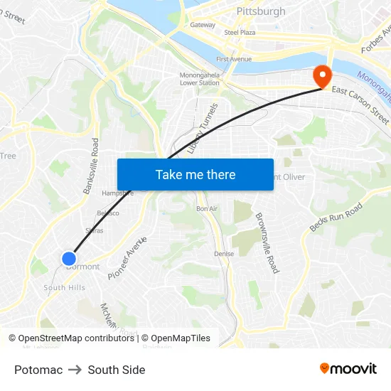 Potomac to South Side map