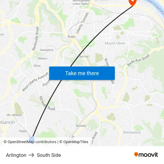 Arlington to South Side map