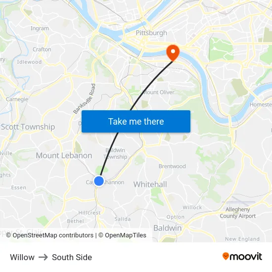Willow to South Side map