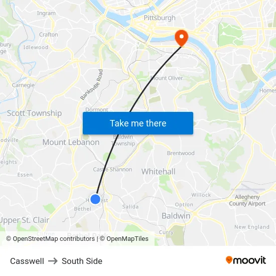 Casswell to South Side map