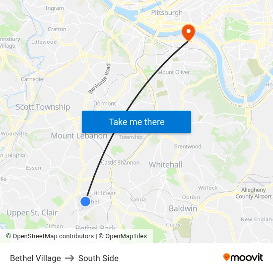 Bethel Village to South Side map