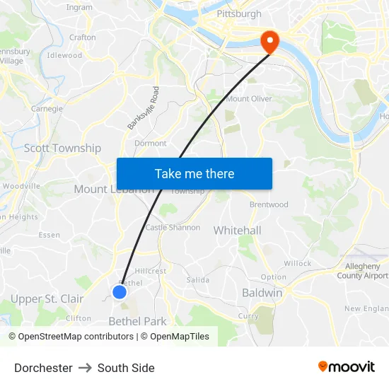 Dorchester to South Side map