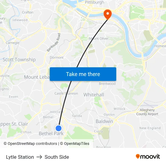 Lytle Station to South Side map