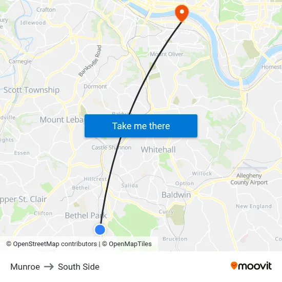 Munroe to South Side map