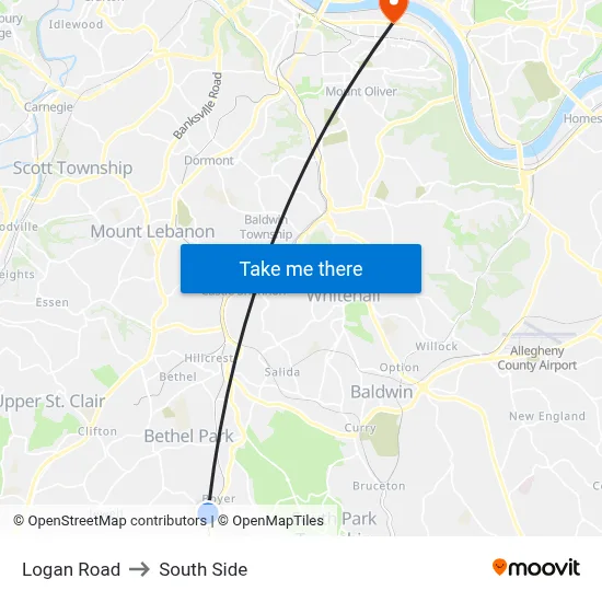 Logan Road to South Side map