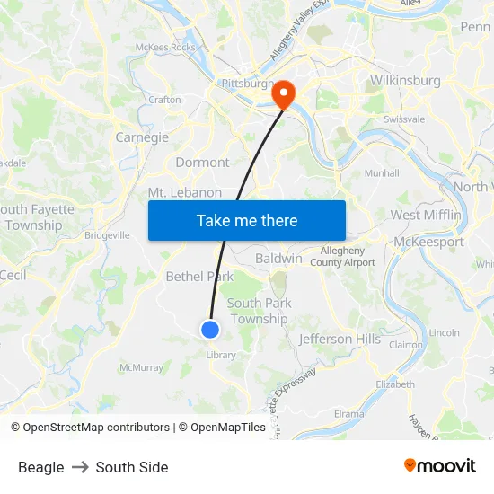 Beagle to South Side map