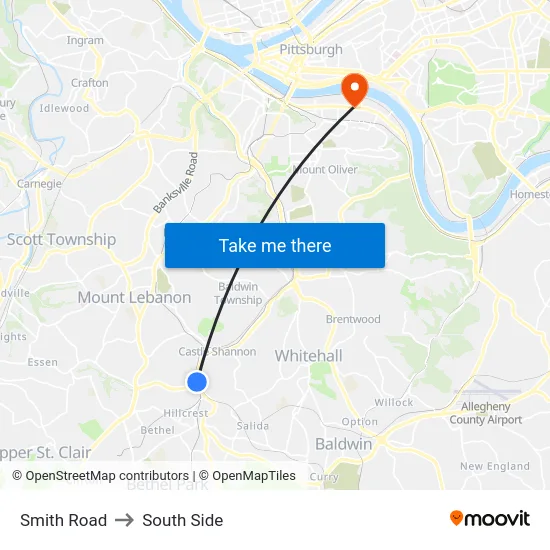 Smith Road to South Side map