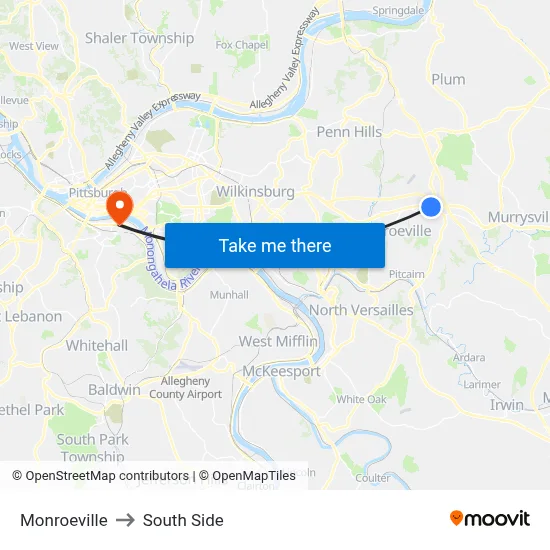 Monroeville to South Side map