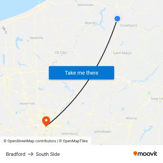 Bradford to South Side map