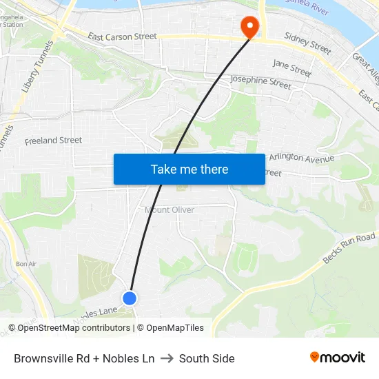 Brownsville Rd + Nobles Ln to South Side map