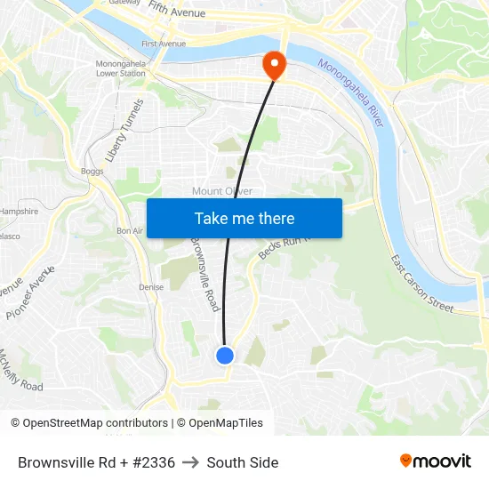 Brownsville Rd + #2336 to South Side map