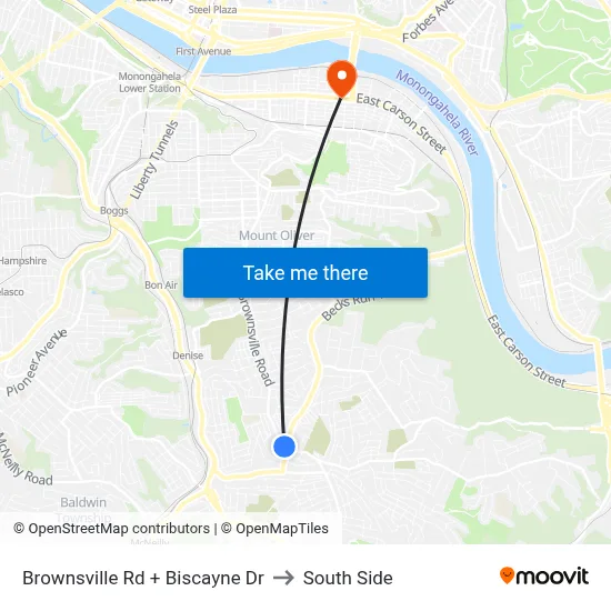Brownsville Rd + Biscayne Dr to South Side map