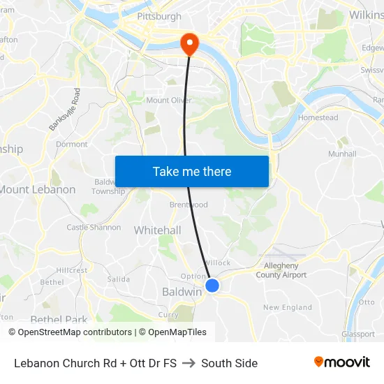 Lebanon Church Rd + Ott Dr FS to South Side map