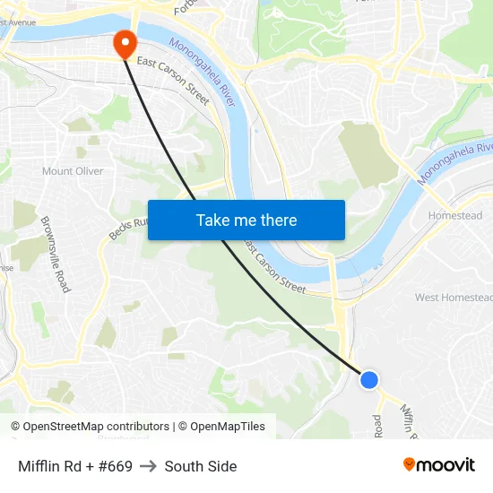 Mifflin Rd + #669 to South Side map