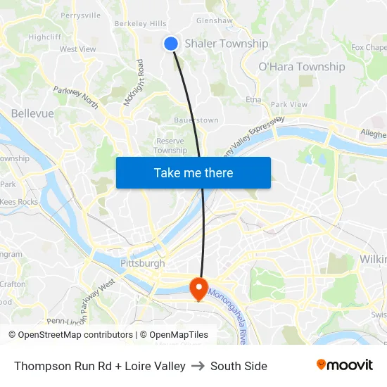 Thompson Run Rd + Loire Valley to South Side map