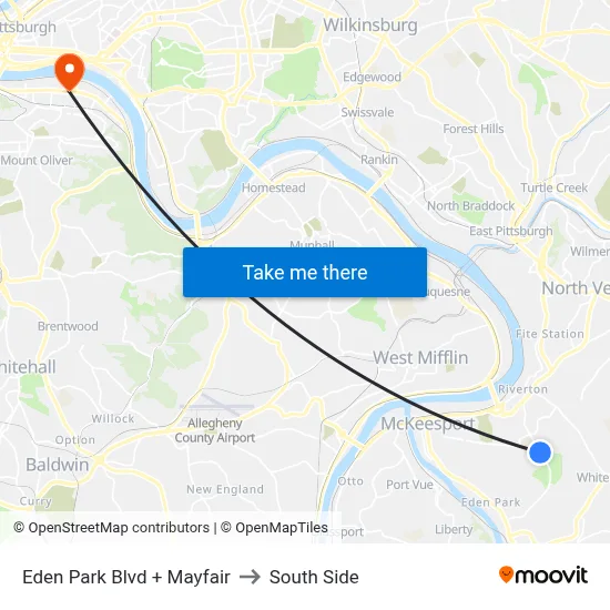 Eden Park Blvd + Mayfair to South Side map