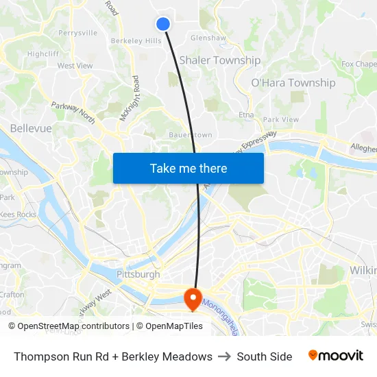 Thompson Run Rd + Berkley Meadows to South Side map