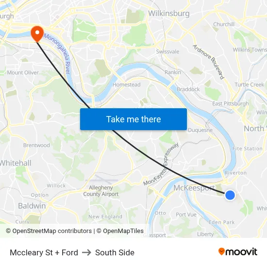 Mccleary St + Ford to South Side map