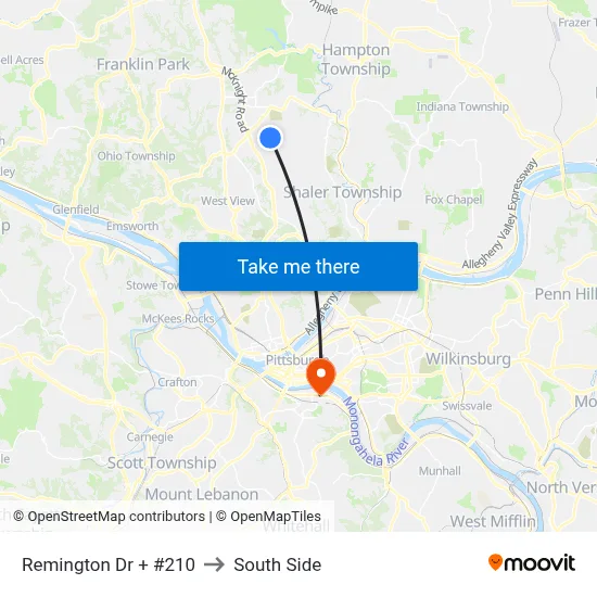 Remington Dr + #210 to South Side map