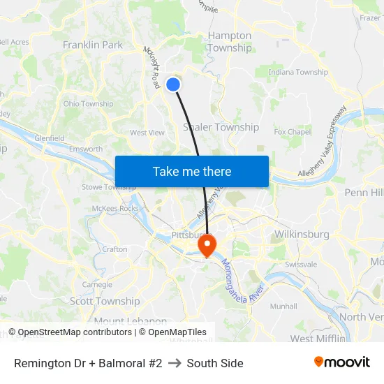 Remington Dr + Balmoral #2 to South Side map