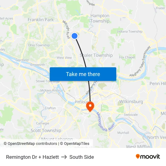 Remington Dr + Hazlett to South Side map