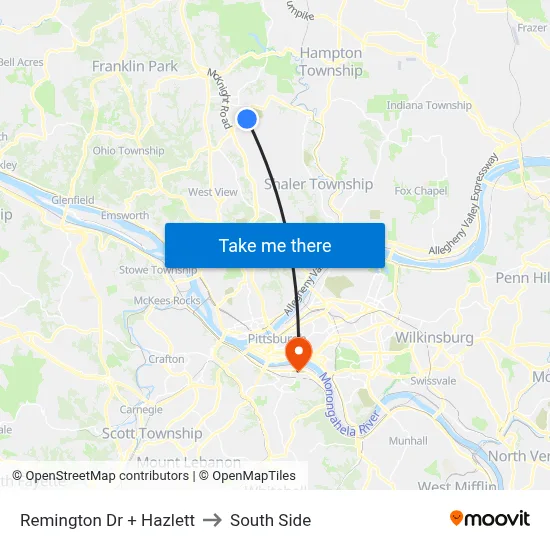 Remington Dr + Hazlett to South Side map
